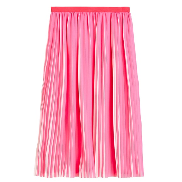 NWT J. Crew Pink and White Pleated Skirt Size 6 - Picture 1 of 2